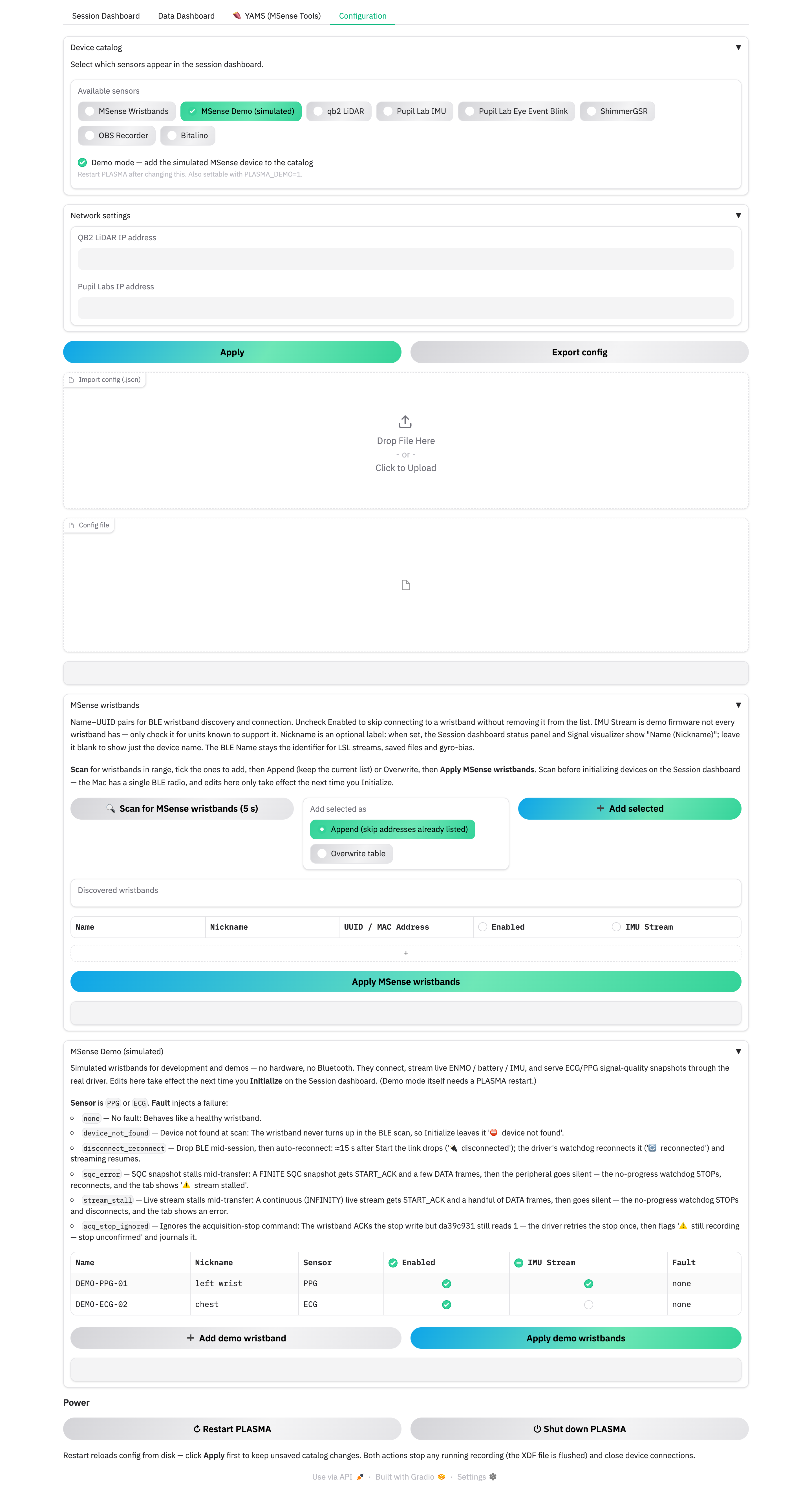 The Configuration tab